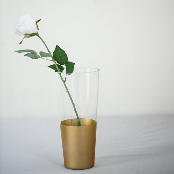 BalsaCircle 2 pcs 12-Inch Tall Clear Gold Spray Glass Cylinder Vases Party Wedding Home Events Centerpieces Decorations Supplies BalsaCircle 2 pcs 12-Inch Tall Clear Gold Spray Glass Cylinder Vases Party Wedding Home Events Centerpieces Decorations Supplies